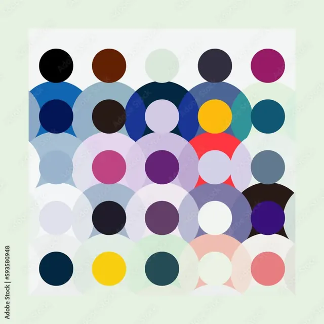 Overlapping circles diversity graphic, flat, geometric, warm