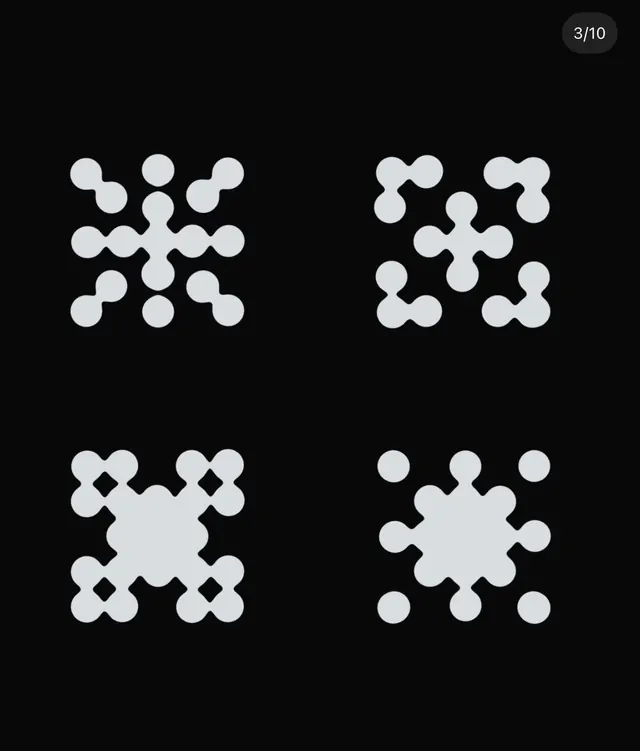 Modular geometric nodal patterns in grayscale, geometric, minimal, dark