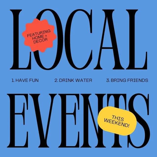 Playful event promotion poster with bold serif and callouts, playful, vibrant