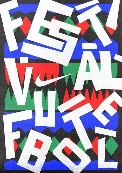 Festival Football Typography Collage, maximalist, brutalist, vibrant