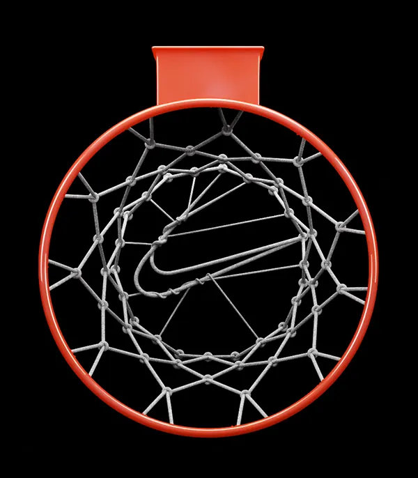 Orange Basketball Hoop Logo, minimal, geometric, high-contrast