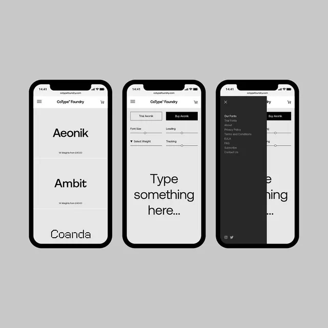 Typography Selection Interface, minimal, light-mode, light
