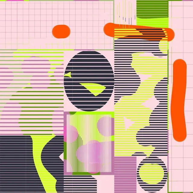 Abstract Geometric Collage, maximalist, neo-brutalist, vibrant