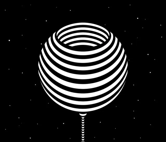 Striped Sphere Graphic, minimal, geometric, monochrome