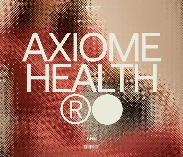 Axiome Health brand identity, halftone texture and warm earth tones, corporate-clean, minimal, light