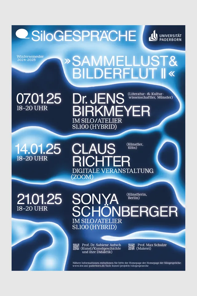 SiloGESPRACHE lecture series poster with fluid gradients, abstract, gradient-heavy, cool
