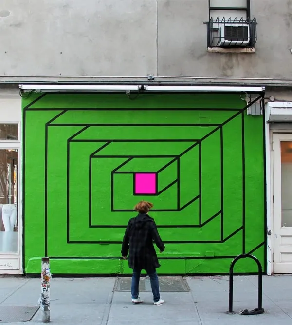 Geometric Neon Mural, minimal, geometric, vibrant