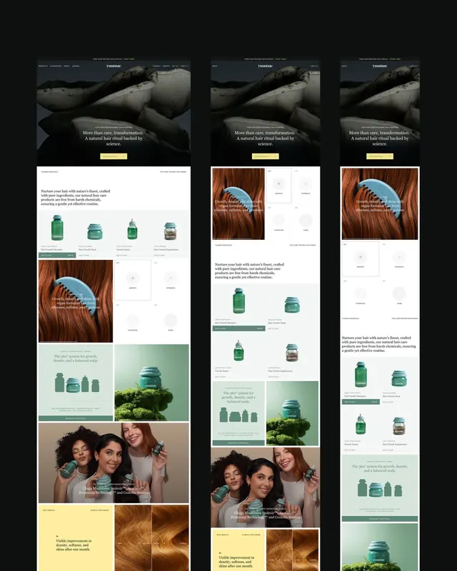 Skincare product e-commerce layout grid, minimal, photographic, light