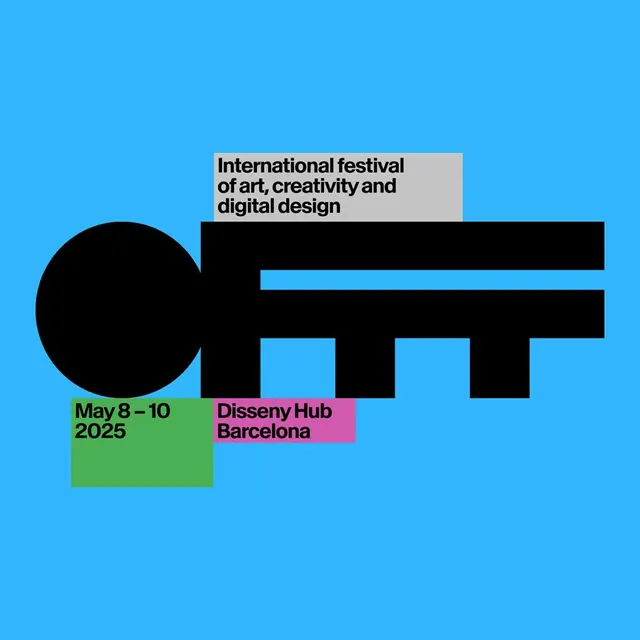 International festival poster with bold geometric type, minimal, geometric, cool