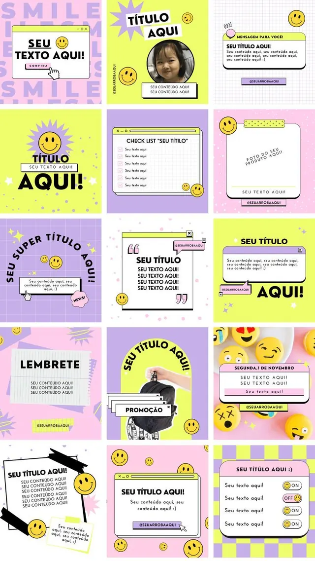 Pack Smile I Artes Canva, playful, y2k, light