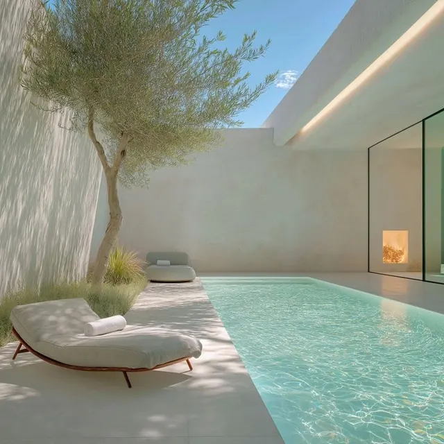 Minimalist Poolside Architecture, minimal, light-mode, light