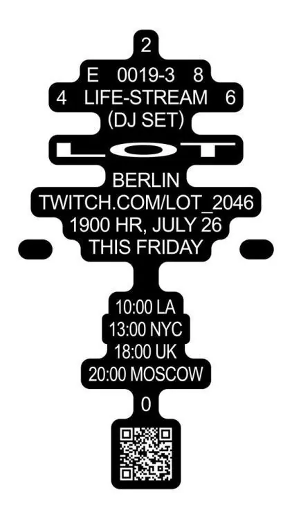 DJ event poster with stacked modular typography, brutalist, geometric, dark