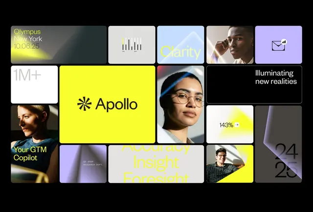 Neon yellow and lavender grid layout with product cards, corporate-clean, minimal, dark