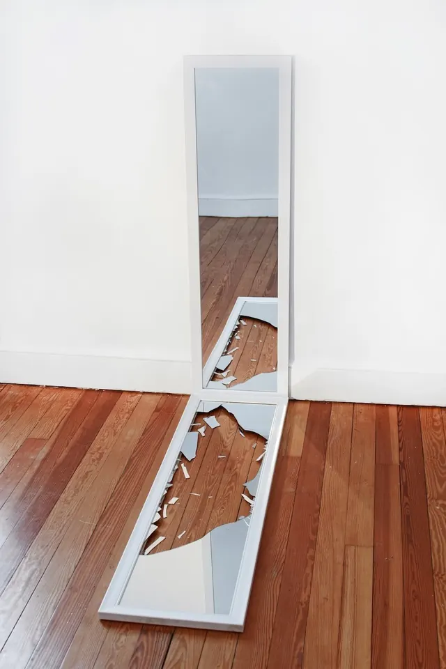 Full-length Mirror with Abstract Graphic, minimal, organic, warm