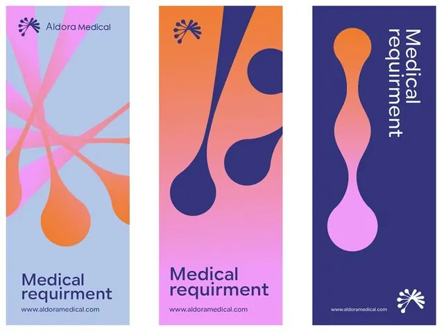 Aldora Medical three-panel organic gradient identity, gradient-heavy, flat, gradient