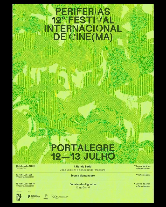 Periferias cinema festival poster, minimal, abstract, vibrant