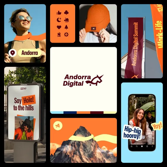 Andorra Digital brand collage, minimal, flat, warm