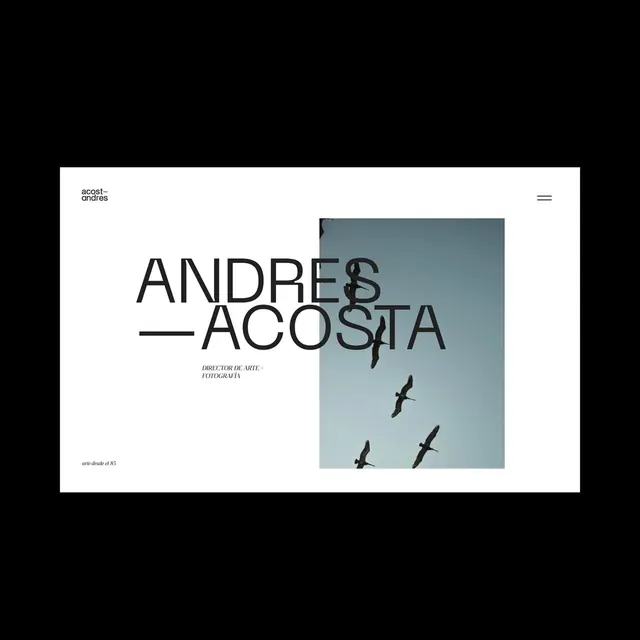 Andres Acosta Portfolio Identity, minimal, swiss, high-contrast