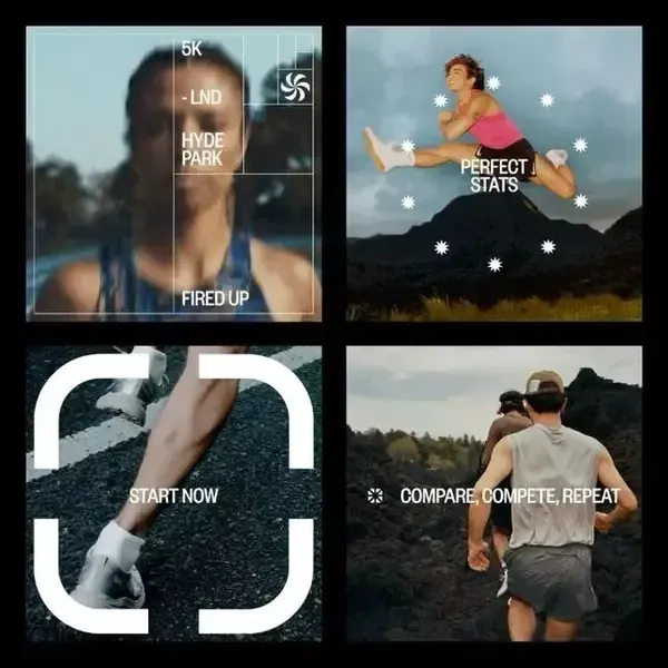 Fitness motivational typography grid, minimal, dark-mode, dark