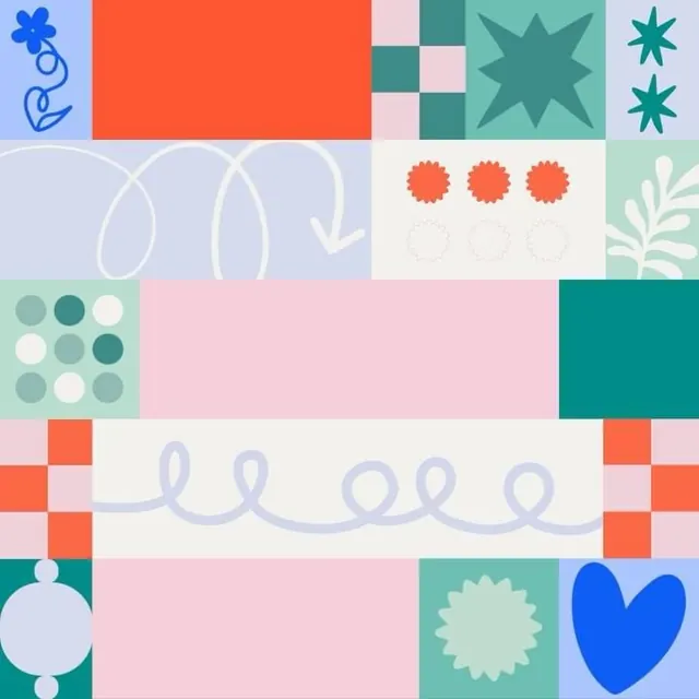 Playful geometric abstract graphic, playful, geometric, pastel
