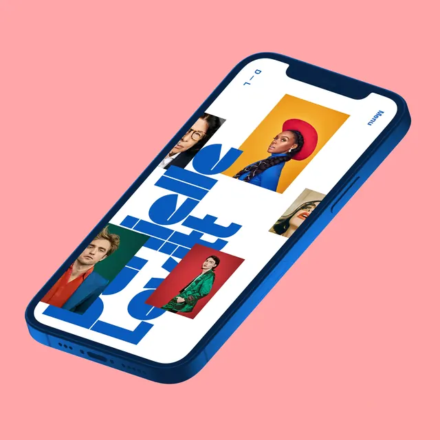 Mobile App Mockup with Collage Layout, maximalist, playful, vibrant