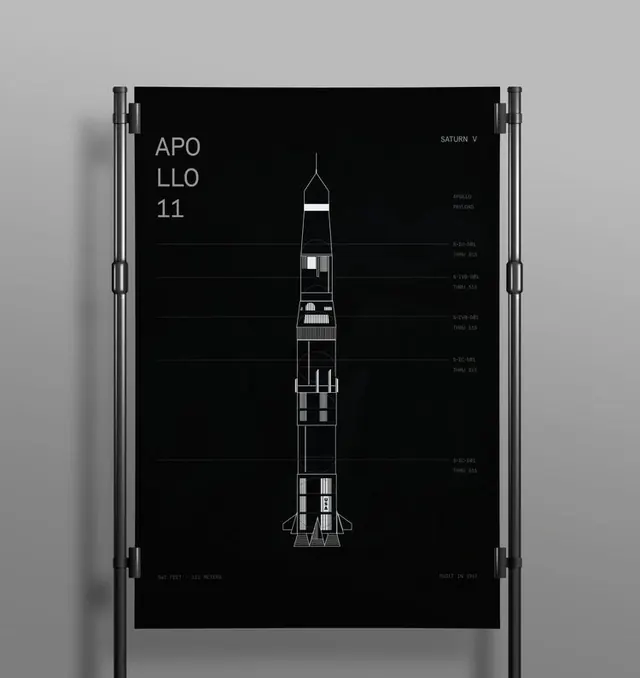Apollo 11 Technical Display, minimal, technical, dark