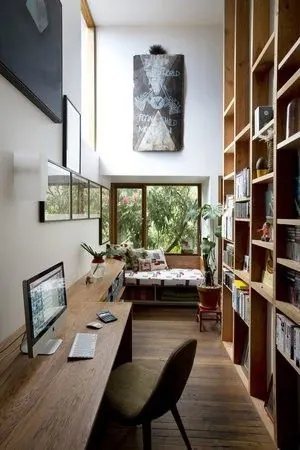 Modern Industrial Loft Office, minimal, light-mode, warm