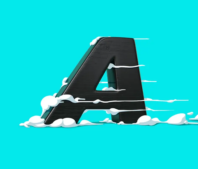 Abstract Letter A with Foam, 3d-render, minimal, high-contrast