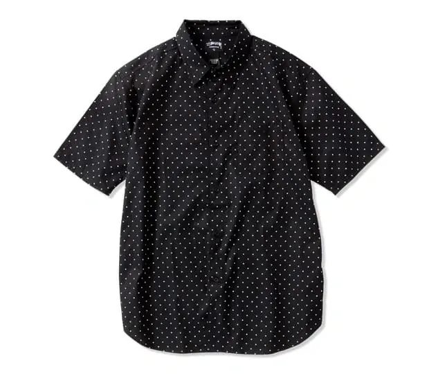 Polka Dot Button-Down Shirt, minimal, flat, monochrome