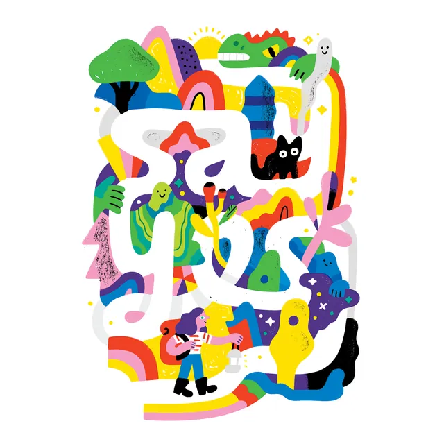 Abstract Colorful Collage, playful, maximalist, vibrant