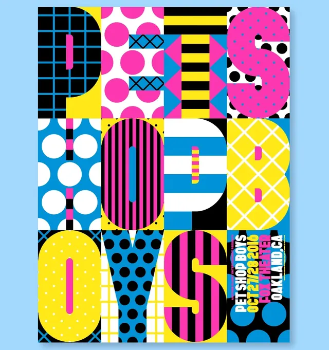 Colorful Typographic Collage, maximalist, geometric, vibrant