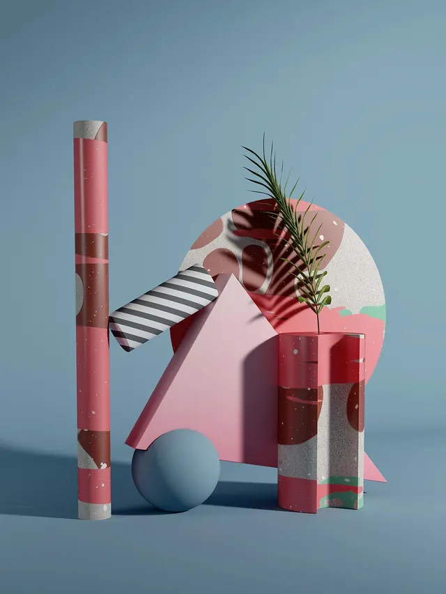 Abstract Geometric Composition, 3d-render, geometric, vibrant