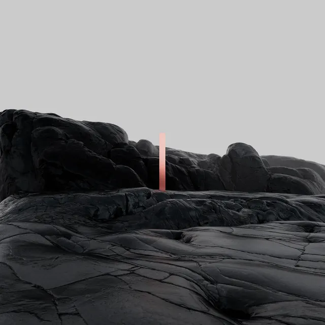 Abstract Landscape with Red Pillar, abstract, minimal, dark