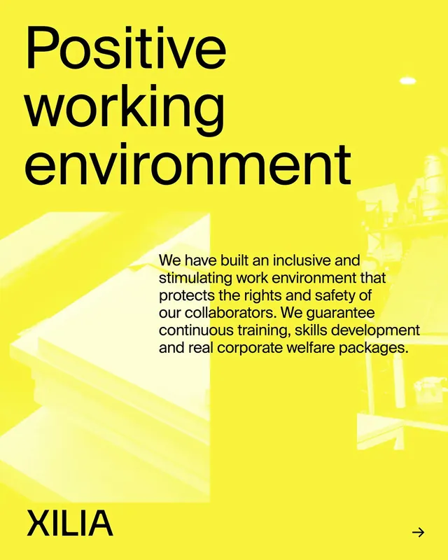 XILIA yellow and black HR campaign graphic, corporate-clean, minimal, dark