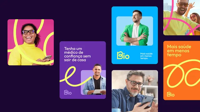 Bío health app vibrant modular card grid, flat, gradient-heavy, vibrant