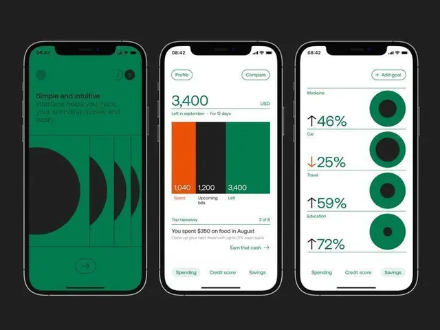 Fintech mobile dashboard with color-coded KPI indicators, minimal, technical, light