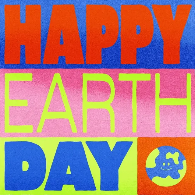 Happy Earth Day pop-art poster, retro, geometric, vibrant