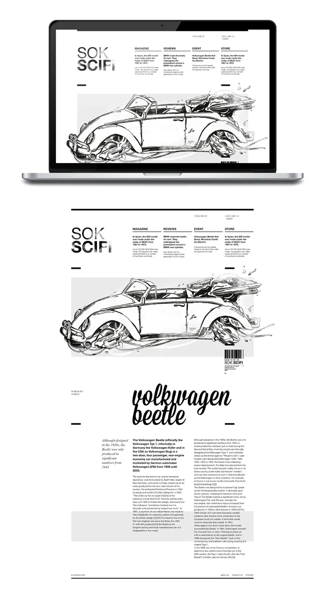 Volkswagen Beetle Identity System, minimal, swiss, monochrome