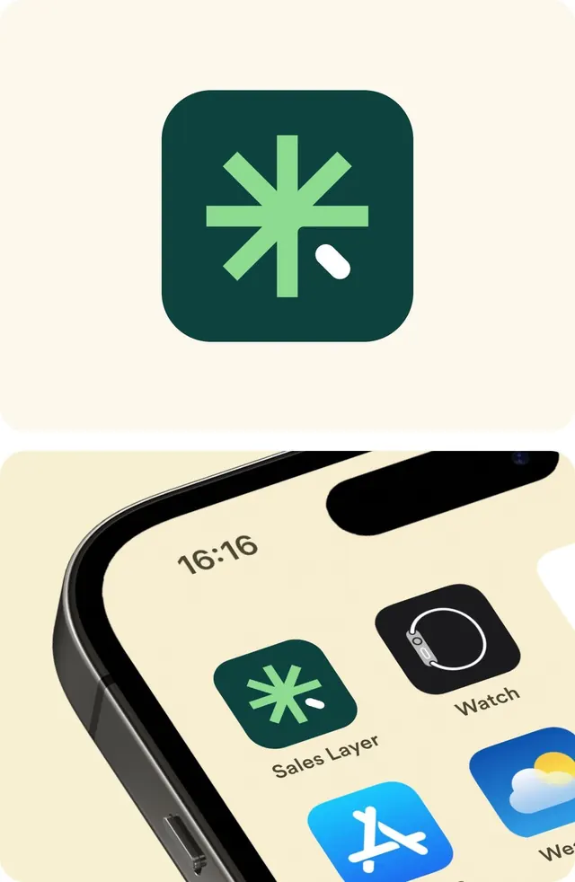Healthcare app icon with cursor accent, minimal, flat, light