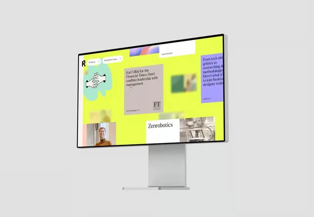 Neon yellow editorial news grid with article cards, minimal, corporate-clean, light