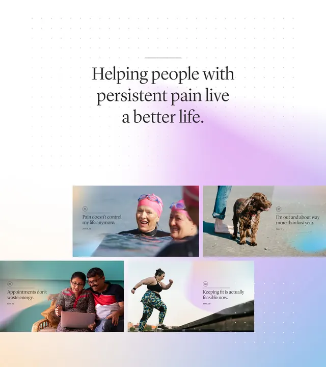 Healthcare campaign: soft gradient with lifestyle photo grid, minimal, light-mode, light
