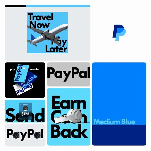 PayPal service promotion tiles, flat, corporate-clean, cool