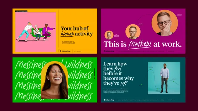 Four-panel vibrant activity modular graphics, playful, illustrated, vibrant