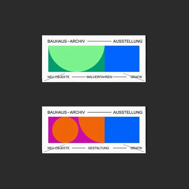 Bauhaus archival exhibition taxonomy with geometric abstractions, geometric, flat, vibrant