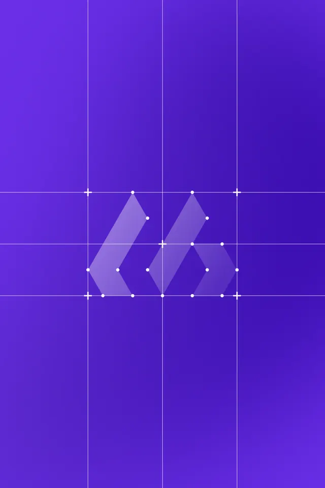 Overlaid grid and translucent purple chevrons, minimal, geometric, vibrant