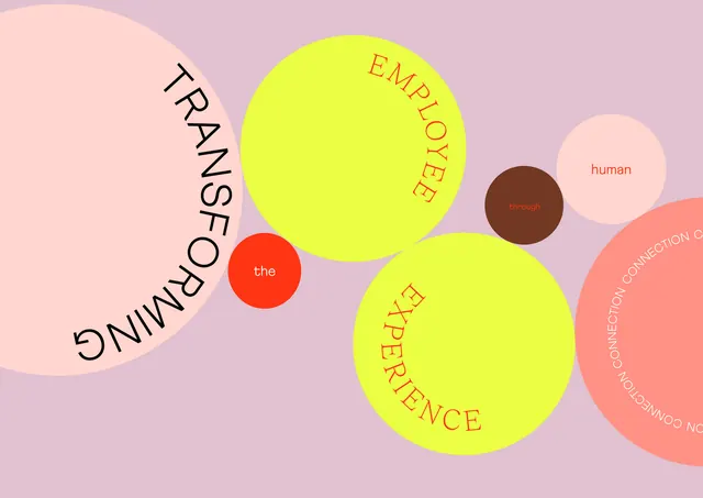 Overlapping circles with radial typography, minimal, geometric, warm