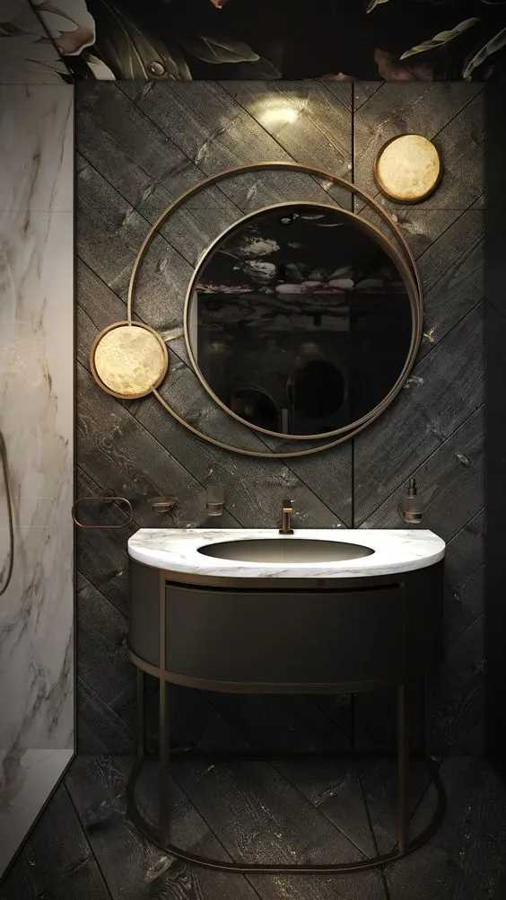Modern Bathroom Vanity Interior, luxury, minimal, dark