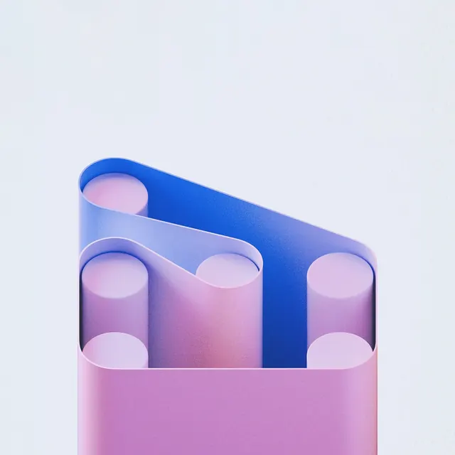 Abstract 3D Geometric Shapes, 3d-render, gradient-heavy, vibrant