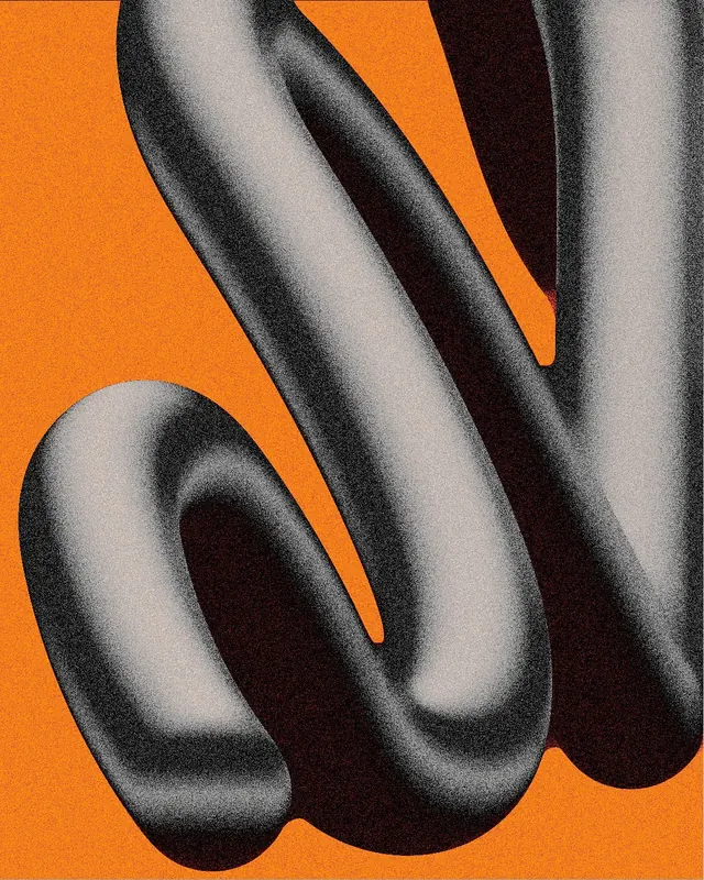 3D Metallic Letterform, 3d-render, maximalist, vibrant