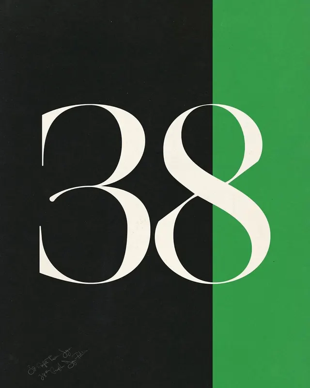 Number 38 Graphic, minimal, swiss, high-contrast
